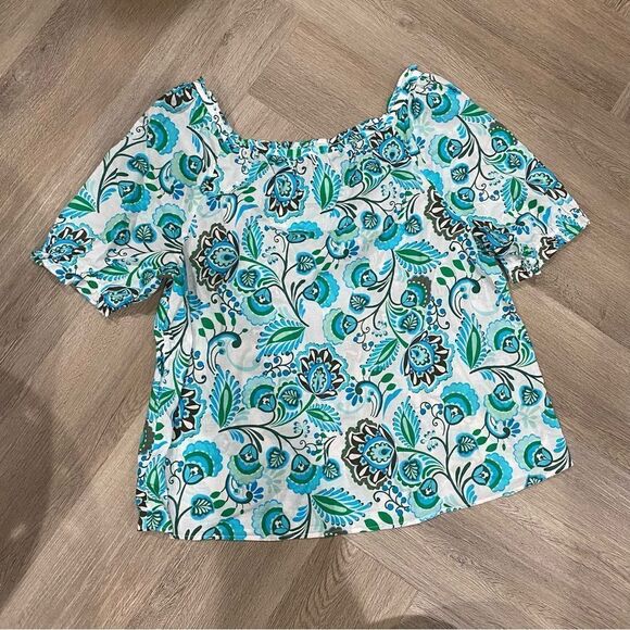 Talbots Graceful floral ruffle Square Neck Blouse Women Petite XLARGE (XLP) - Picture 5 of 5